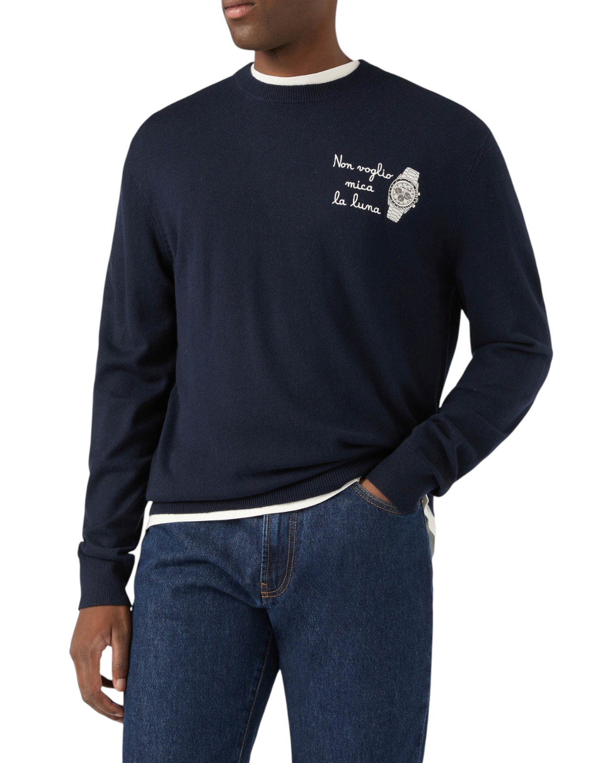 Maglione Heron Light Non Voglio Mica La Luna MC2 Saint Barth - indossato