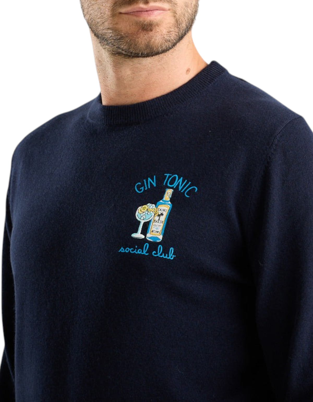 MC2 Saint Barth Maglione Heron Light Gin Tonic Social Club Blu Navy