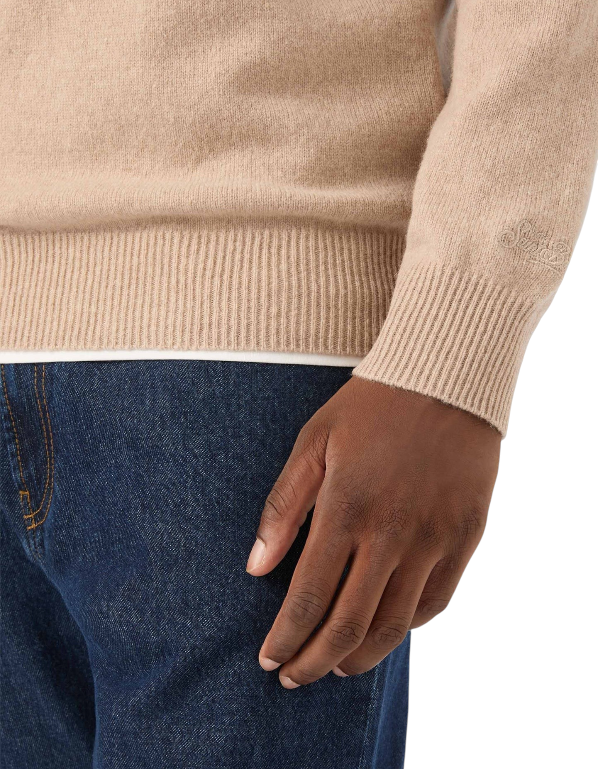 Maglione Regent Lambswool beige MC2 Saint Barth - dettaglio manica
