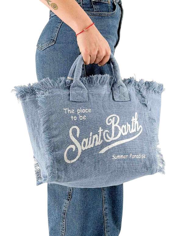 MC2 Saint Barth Borsa a Mano con Tracolla Colette Linen Denim – vista principale – Master SKU MC2_COL0018_00262L