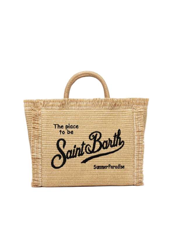 MC2 Saint Barth Borsa a Mano con Tracolla Colette Straw Sabbia Ricamo Nero 1100 Emb – vista principale – Master SKU MC2_COL0017_00421L