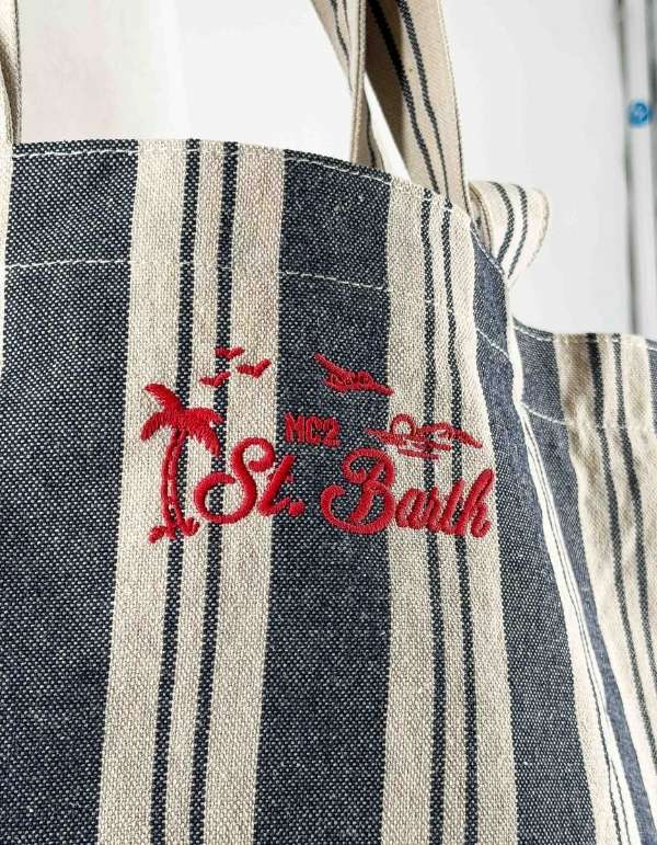 MC2 Saint Barth Borsa Tote Essential Beach Cotton Big Stripes V 6141 Emb – dettaglio prodotto 2 – Master SKU MC2_EBEC001_07634L