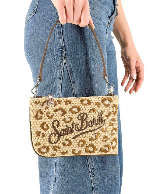 MC2 Saint Barth Borsetta Parisienne Mini Straw Leopard 18 Emb – vista principale – Master SKU MC2_PARM002_00349L