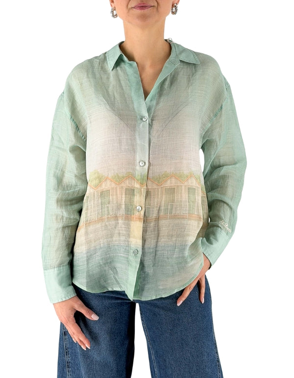 MC2 Saint Barth Camicia a Maniche Lunghe Donna Cristal Ramie Forte Cabins 53 – vista principale – Master SKU MC2_CYS0001_01325L