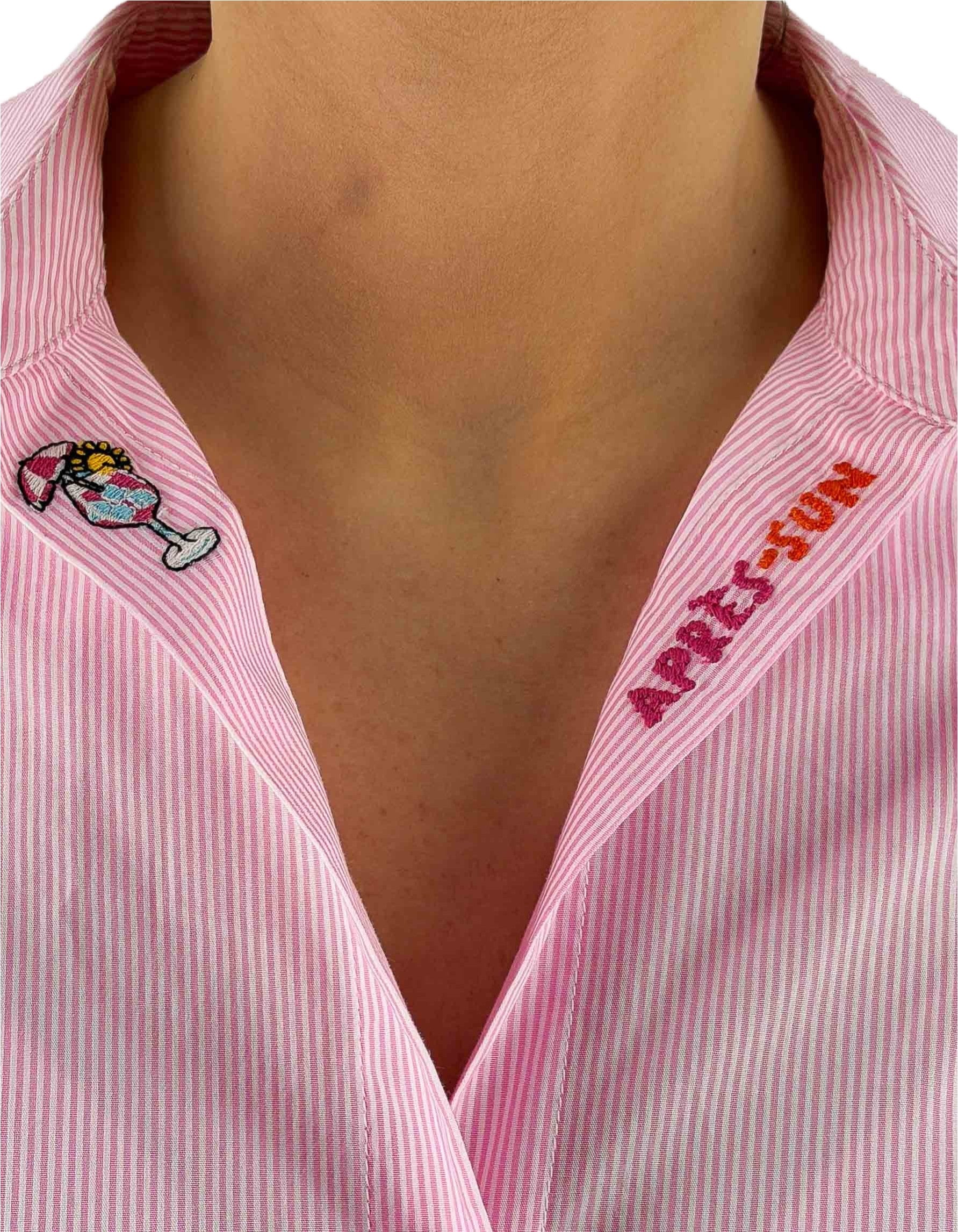 MC2 Saint Barth Camicia Cristal Cotton Stripes Micro V Rosa – dettaglio prodotto 2 – Master SKU MC2_CYS0001_00703L