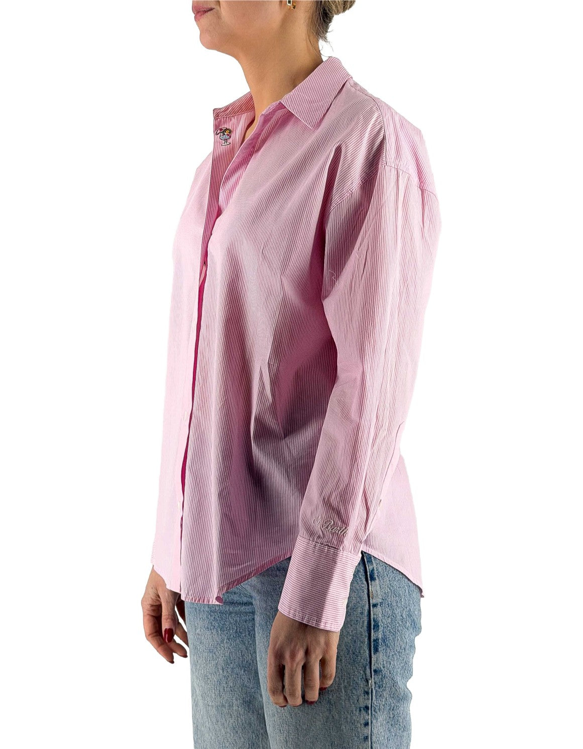 MC2 Saint Barth Camicia Cristal Cotton Stripes Micro V Rosa – dettaglio prodotto 4 – Master SKU MC2_CYS0001_00703L