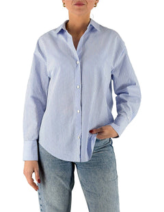 MC2 Saint Barth Camicia Cristal Seersucker Stripes V Azzurra a righe – vista principale – Master SKU MC2_CYS0001_00702L