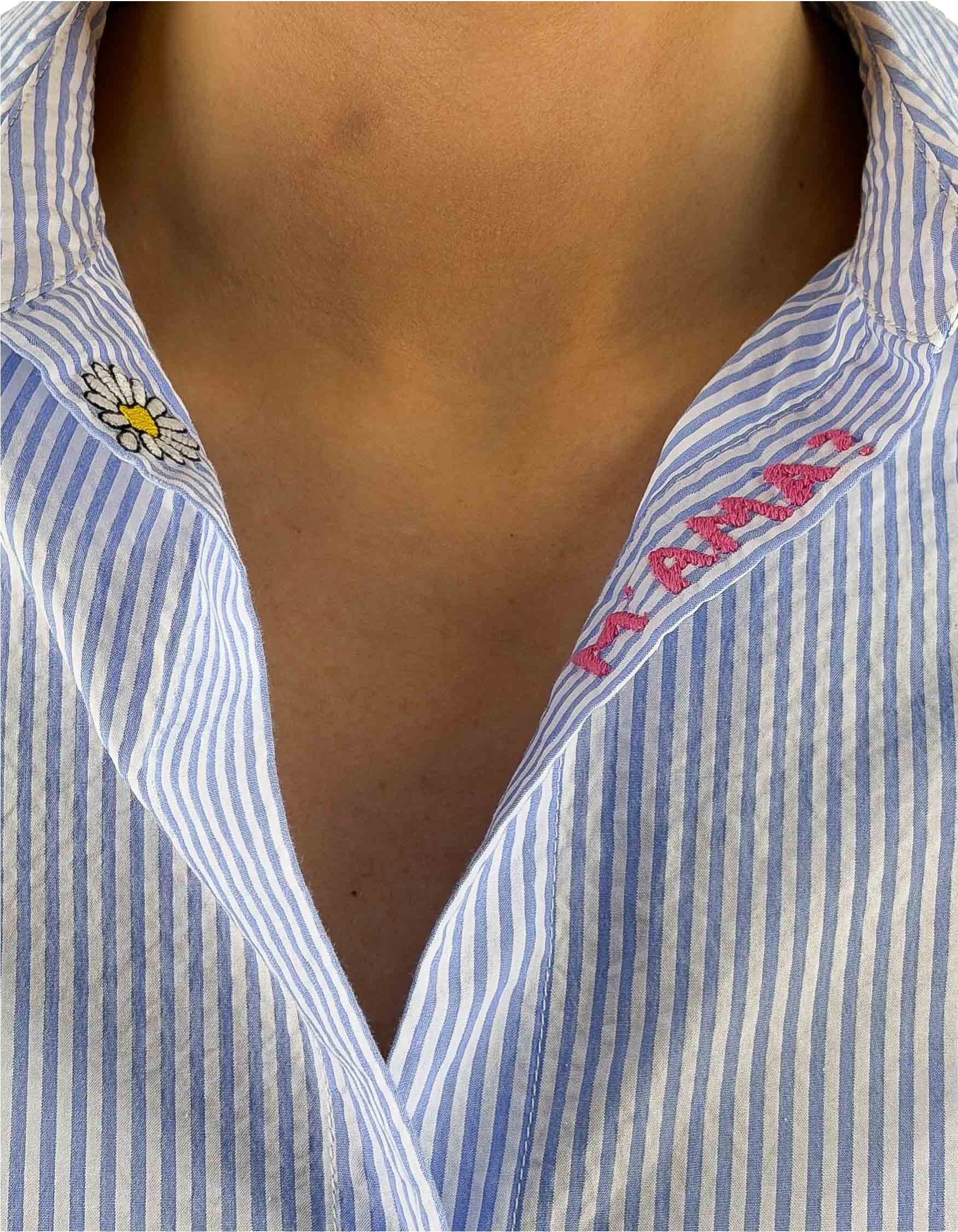 MC2 Saint Barth Camicia Cristal Seersucker Stripes V Azzurra a righe – dettaglio prodotto 2 – Master SKU MC2_CYS0001_00702L