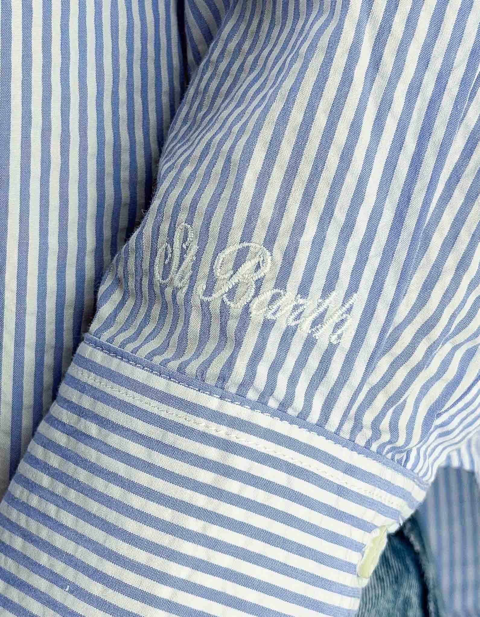 MC2 Saint Barth Camicia Cristal Seersucker Stripes V Azzurra a righe – dettaglio prodotto 3 – Master SKU MC2_CYS0001_00702L