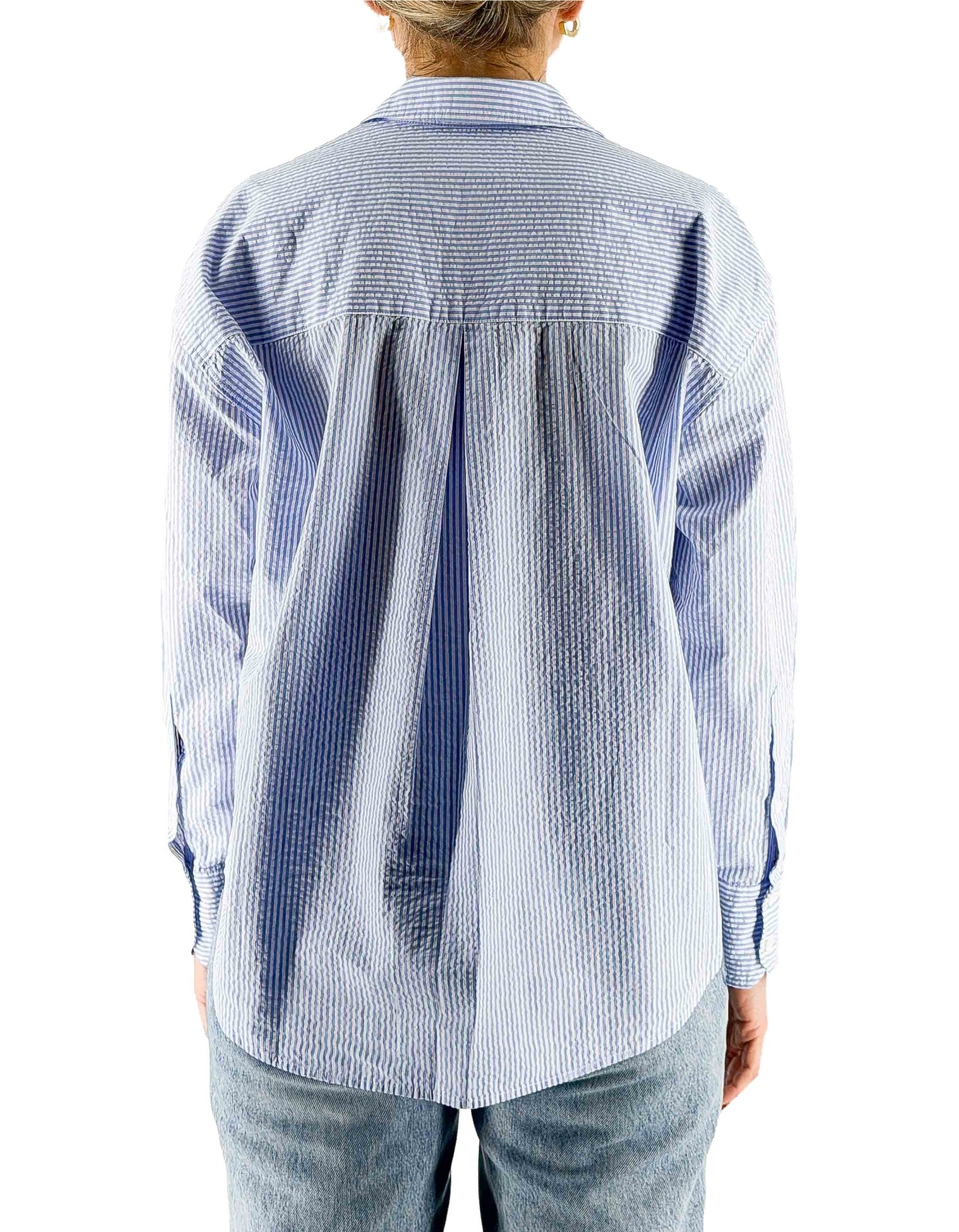 MC2 Saint Barth Camicia Cristal Seersucker Stripes V Azzurra a righe – dettaglio prodotto 5 – Master SKU MC2_CYS0001_00702L