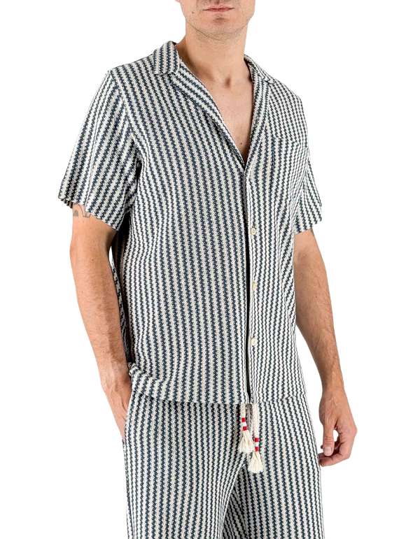 MC2 Saint Barth Camicia Hawaiian Kalea In Crochet Stripes V 33 – vista principale – Master SKU MC2_KALE003_08241L