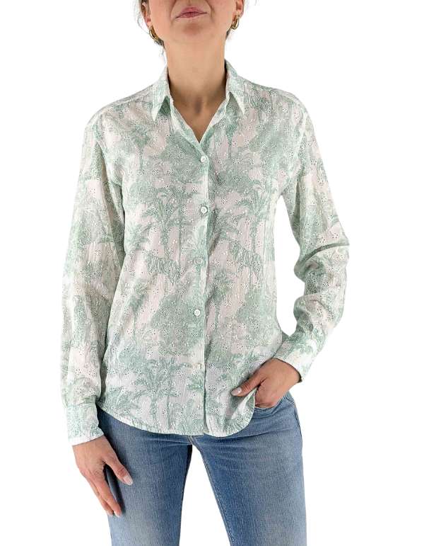 MC2 Saint Barth Camicia Meredith Sangallo Wavy Daisy Jungle Oceani – vista principale – Master SKU MC2_MDH001_01086L