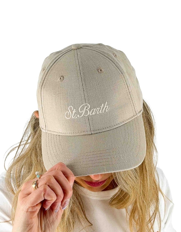 MC2 Saint Barth Cappellino Baseball Linen Vintage 11 Beige Emb – vista principale – Master SKU MC2_BASB0007_01257L