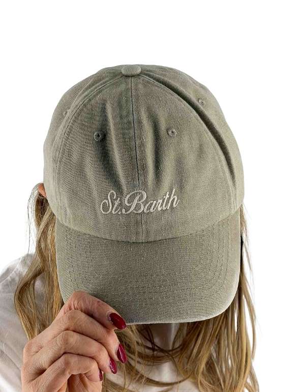 MC2 Saint Barth Cappellino Davis con visiera in Denim Beige con Logo ricamato – vista principale – Master SKU MC2_DAS0004_07566L