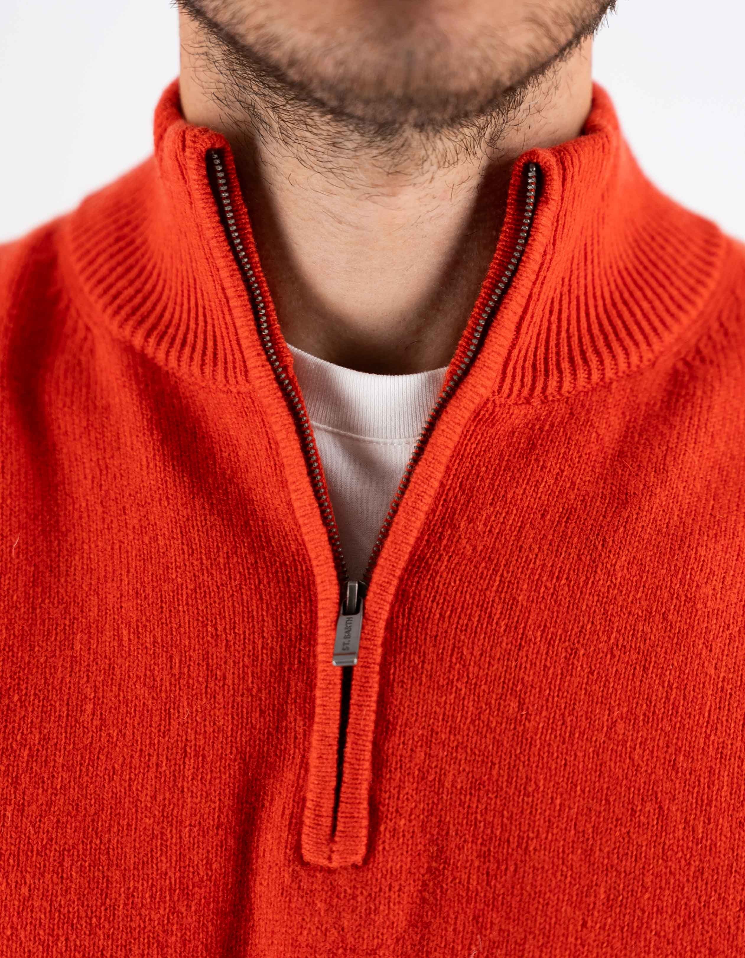 MC2 Saint Barth Maglia Jermyn Lambswool Zip Orange – dettaglio prodotto 2 – Master SKU MC2_JERM002_00039I