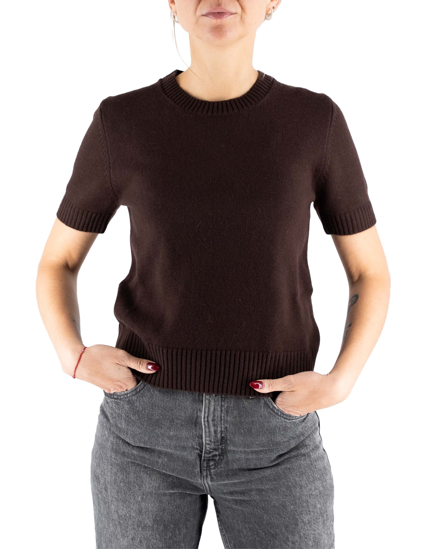 MC2 Saint Barth Maglia Lyra 100% Lana Marrone – vista principale – Master SKU MC2_LYR0001_00033I
