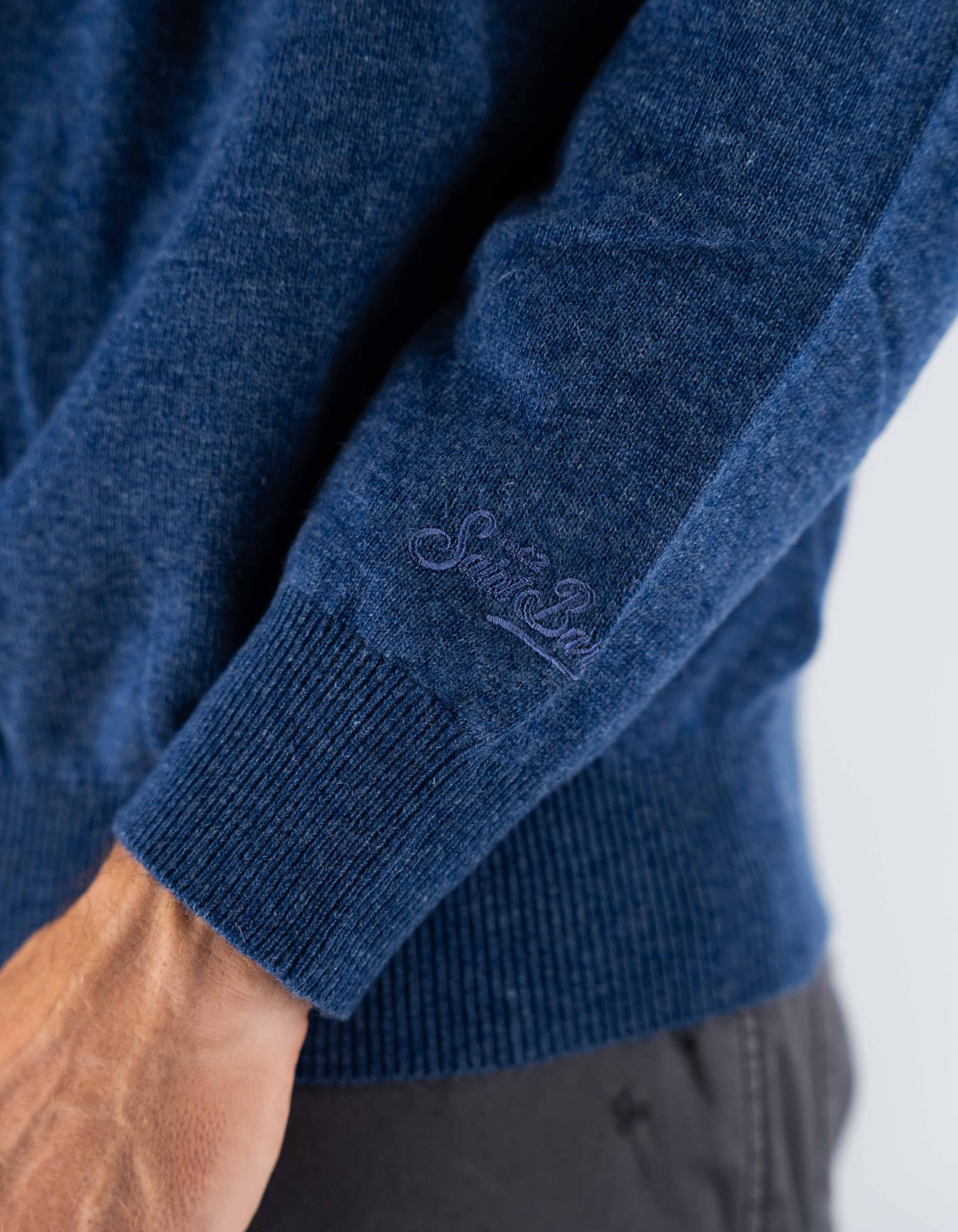 MC2 Saint Barth Maglia Regent Merino Cashmere Blu Denim – dettaglio prodotto 2 – Master SKU MC2_REGE008_00059I