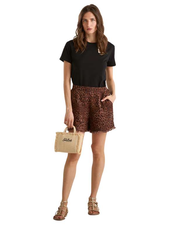 MC2 Saint Barth Pantaloncini Amani Linen Sand Leopard 19 Fringe – dettaglio prodotto 6 – Master SKU MC2_AMN0001_07842L