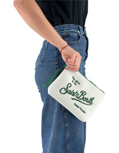MC2 Saint Barth Pochette Aline Piquet Bianco/Verde 0151 Emb – vista principale – Master SKU MC2_ALI0008_01273L