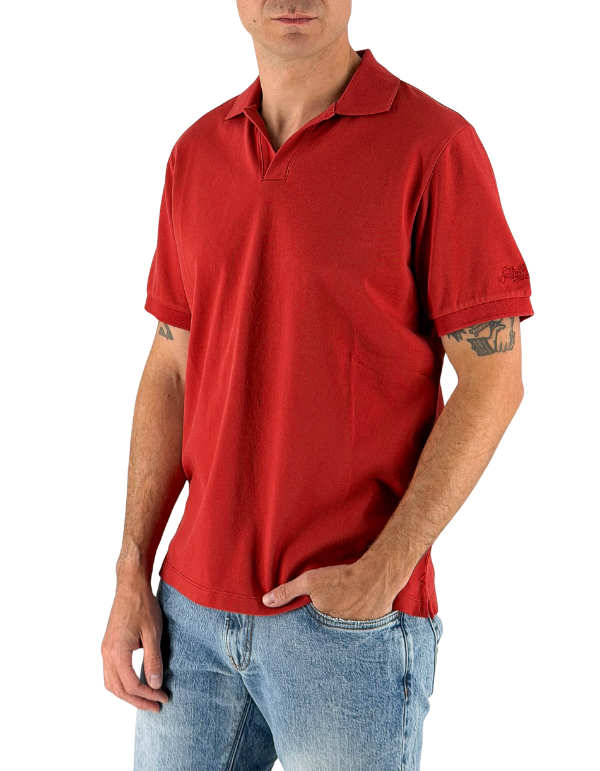 MC2 Saint Barth Polo Uomo In Piquet Charles Brick Red con Ricamo Manica – vista principale – Master SKU MC2_CHS0001_01134L