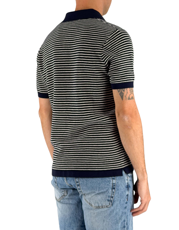 MC2 Saint Barth Polo Uomo Sloan a Righe Blu e Bianco in Filo di Cotone – dettaglio prodotto 4 – Master SKU MC2_SLO0010_00109L