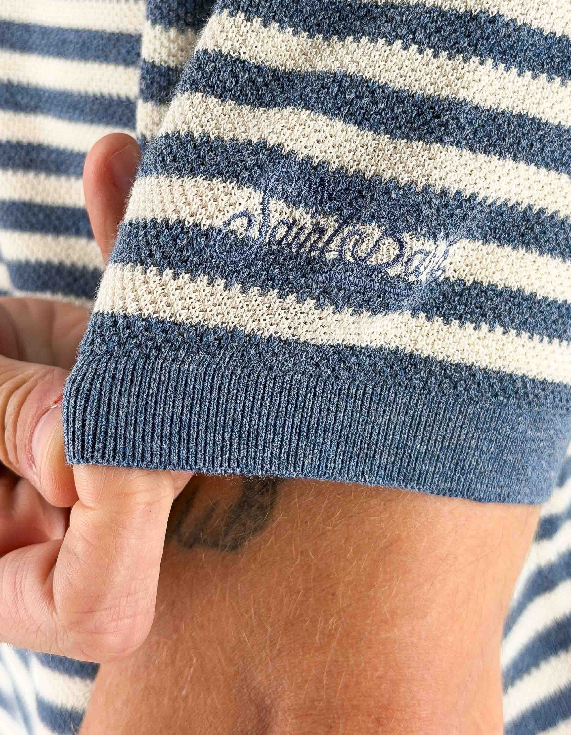 MC2 Saint Barth Polo Uomo Sloan a Righe Denim in Filo di Cotone – dettaglio prodotto 2 – Master SKU MC2_SLO0010_00009L