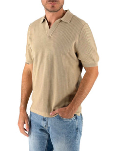 MC2 Saint Barth Polo Uomo Sloan Net Beige in Filo di Cotone – vista principale – Master SKU MC2_SLO0018_00102L