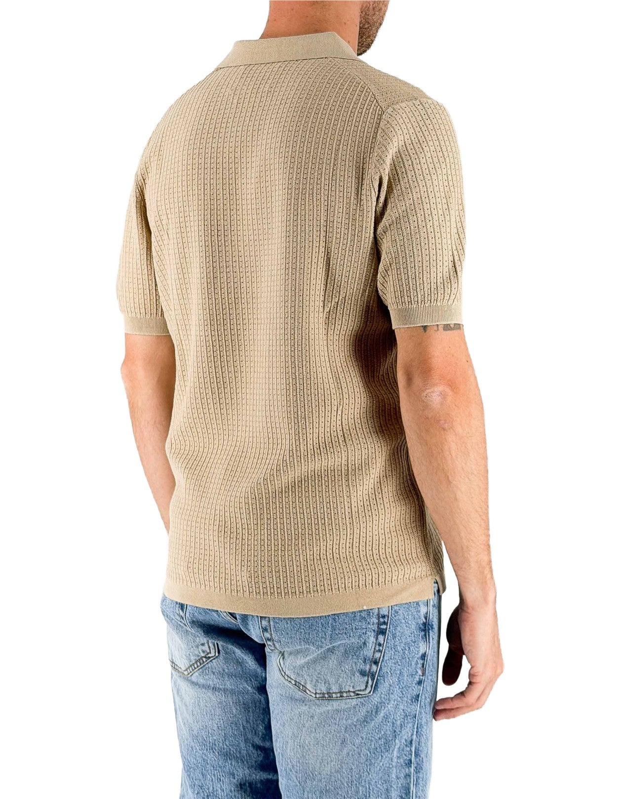 MC2 Saint Barth Polo Uomo Sloan Net Beige in Filo di Cotone – dettaglio prodotto 3 – Master SKU MC2_SLO0018_00102L