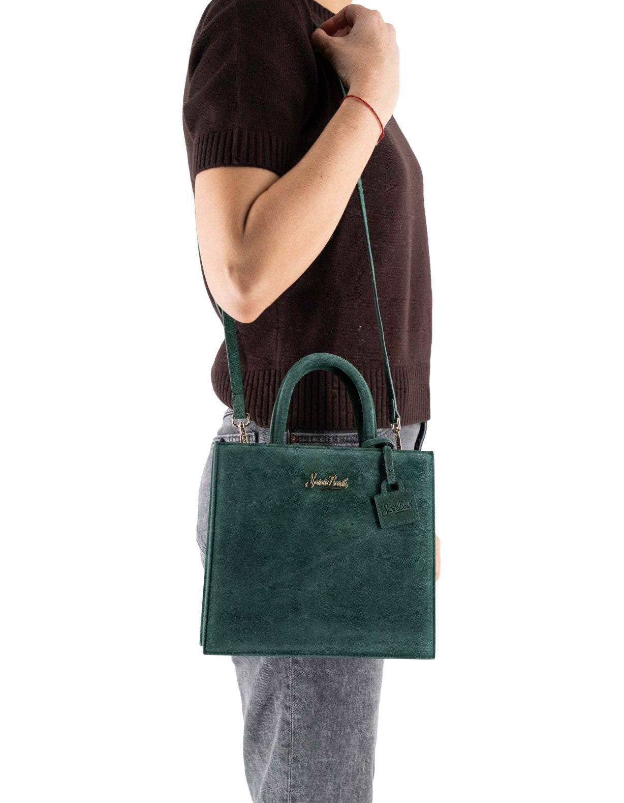 MC2 Saint Barth Shop Bag Midi Scamosciata Verde – vista principale – Master SKU MC2_SHBM0001_00505I