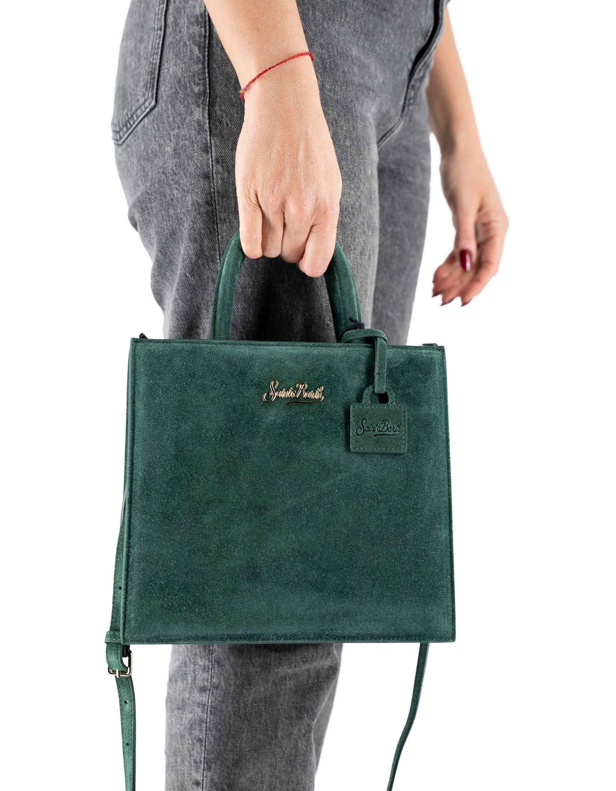 MC2 Saint Barth Shop Bag Midi Scamosciata Verde – dettaglio prodotto 3 – Master SKU MC2_SHBM0001_00505I