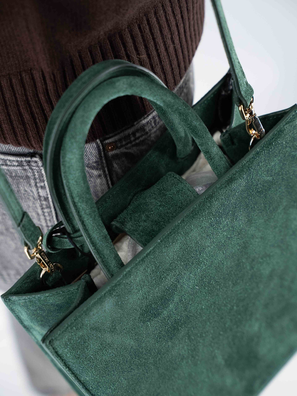 MC2 Saint Barth Shop Bag Midi Scamosciata Verde – dettaglio prodotto 4 – Master SKU MC2_SHBM0001_00505I