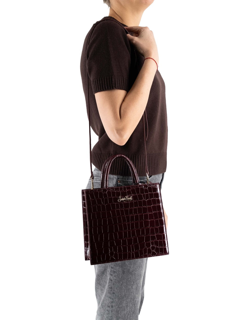 MC2 Saint Barth Shop Bag Midi Stampa Cocco Bordeaux – vista principale – Master SKU MC2_SHBM0001_00510I