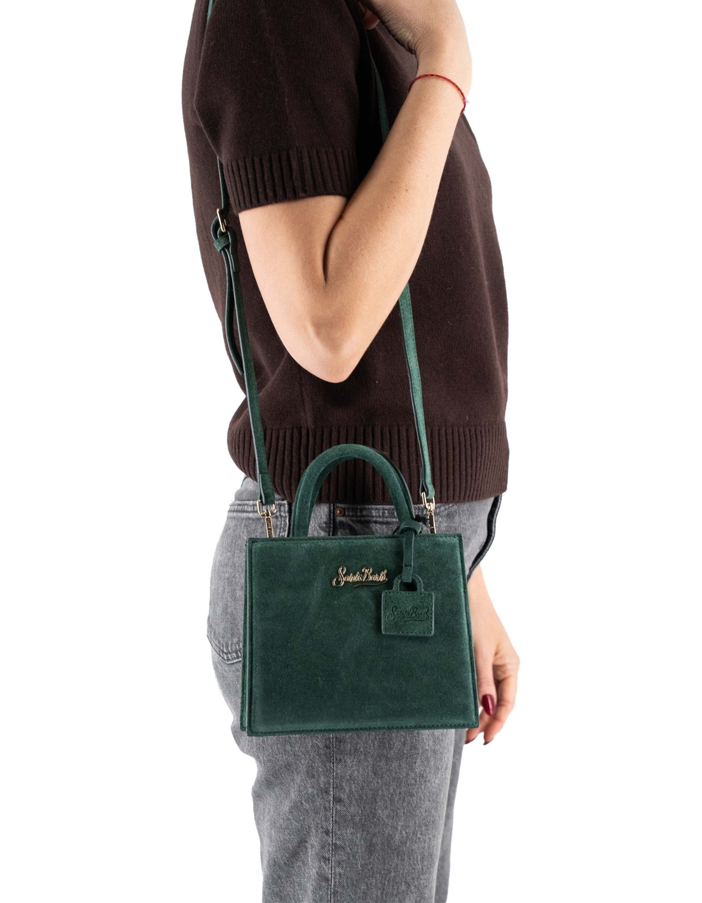 MC2 Saint Barth Shop Bag Mini Scamosciata Verde – vista principale – Master SKU MC2_SHBM0002_00505I