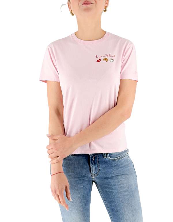 MC2 Saint Barth T-Shirt Emilie Bonjour Sb 20 Emb – vista principale – Master SKU MC2_EMI0001_09751L