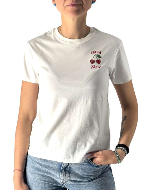 MC2 Saint Barth T-Shirt Emilie Ibiza Lover 01n Strass Emb – vista principale – Master SKU MC2_EMI0001_08610L