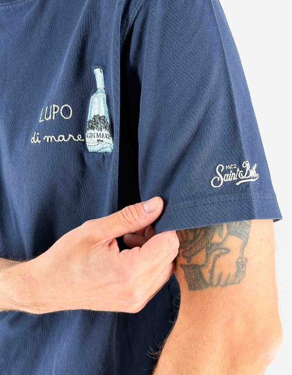 MC2 Saint Barth T-Shirt Portofino Blu Gin Mare Lupo 61 Emb – dettaglio prodotto 2 – Master SKU MC2_POT0001_04458L
