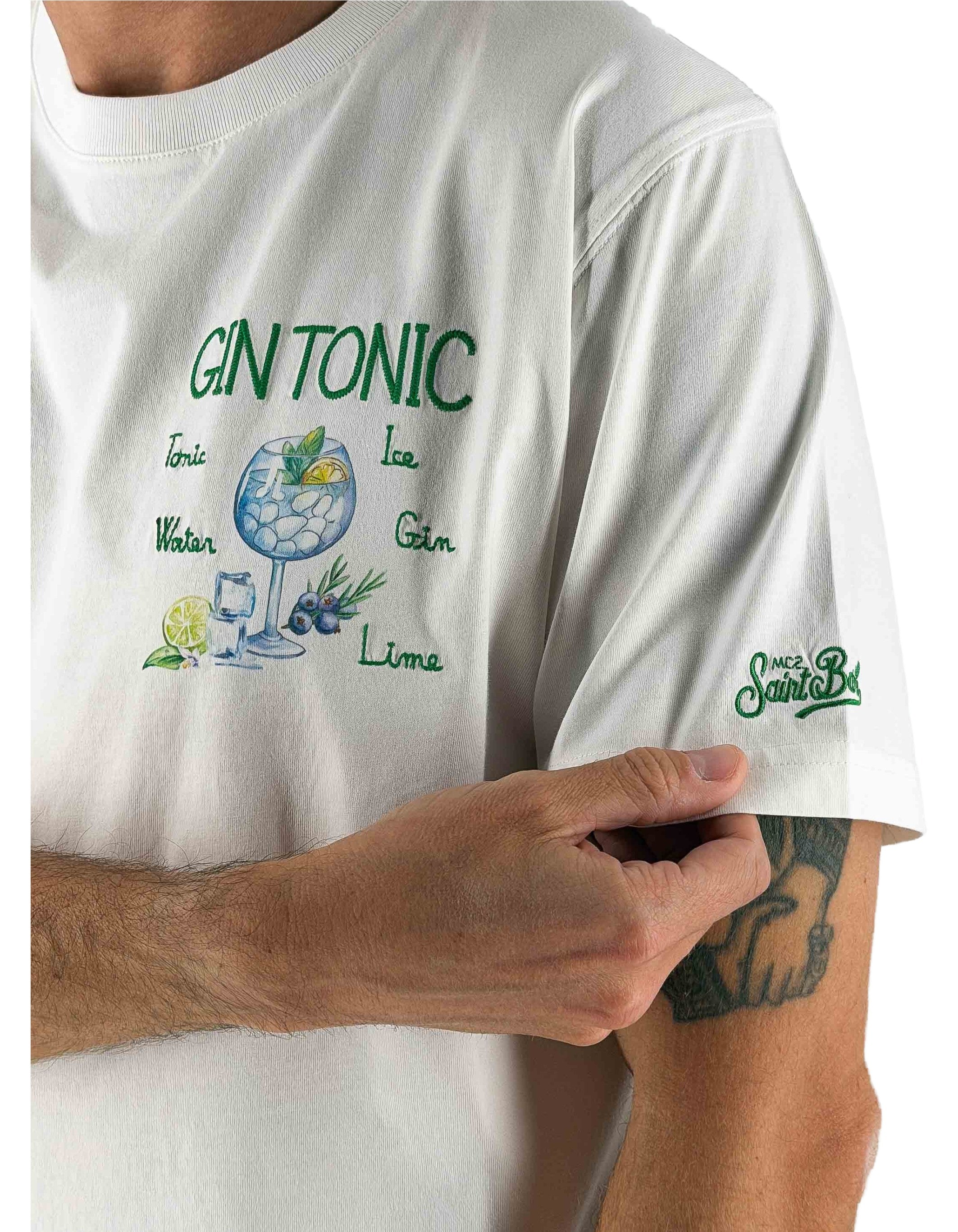 MC2 Saint Barth T-shirt Uomo Girocollo Con Ricamo Gin Tonic – dettaglio prodotto 2 – Master SKU MC2_POT0001_02489L