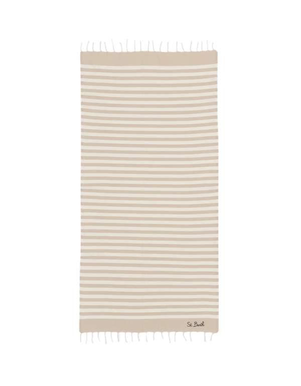 MC2 Saint Barth Telo Mare Foutas a Righe Bianche e Beige N Lig 11 – vista principale – Master SKU MC2_FOUT012_02753L