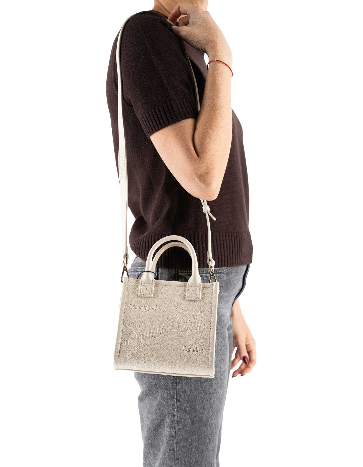 MC2 Saint Barth Vanity Bag Mini In Pelle Martellata Bianca – vista principale – Master SKU MC2_VANMI001_00749I