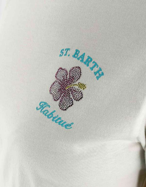 MC2 Saint Barth Woman Cotton Tshirt Emilie Sb Habitue 01n Strass Emb – dettaglio prodotto 2 – Master SKU MC2_EMI0001_08614L