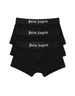Confezione da tre boxer neri DevidLabel in cotone stretch con elastico logato Palm Angels bianco