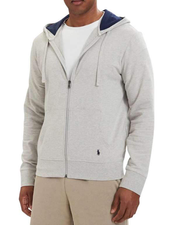 Polo Ralph Lauren Felpa Full Zip Con Cappuccio Micro Logo Grigio – vista principale – Master SKU RLU_714962527009_GRIGIO