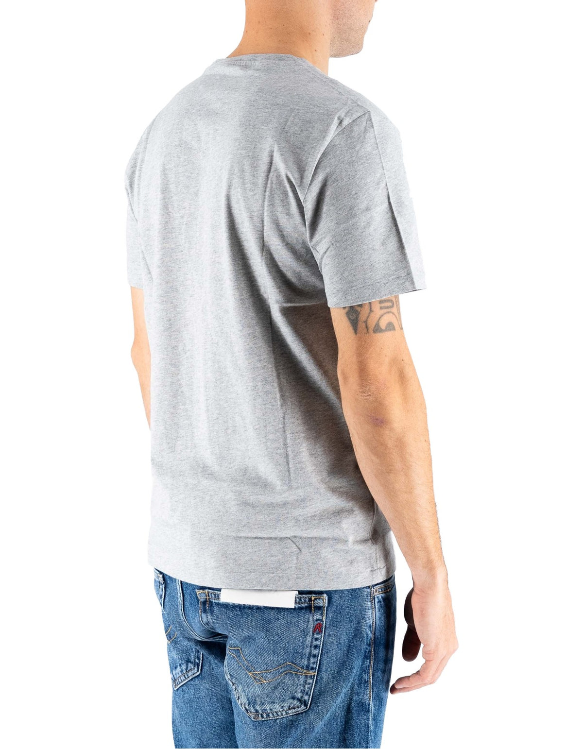 Polo Ralph Lauren T-shirt Uomo Ralph Lauren Grigia Manica Corta con Logo Ricamato Blu – dettaglio prodotto 3 – Master SKU RLU_714844756003_GREY