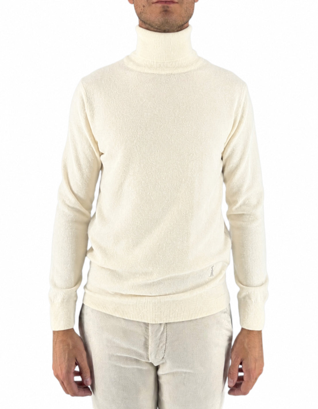 Maglia collo alto Oslo panna Devid Label, lavorazione finezza 12 - foto 4
