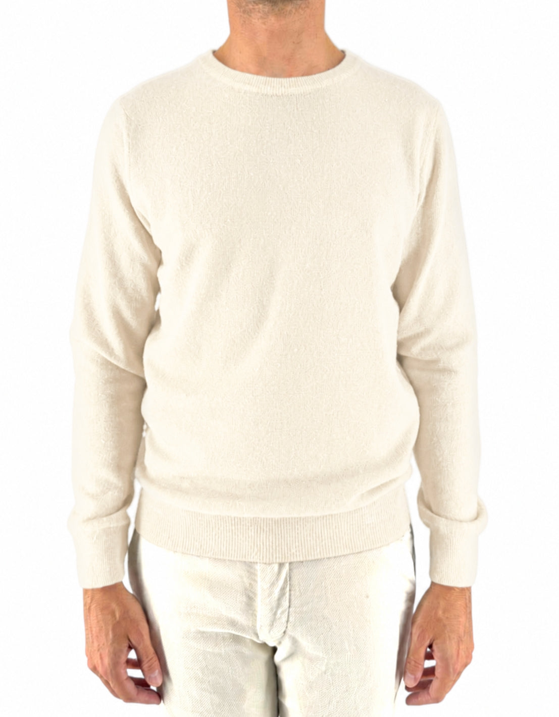 Maglia girocollo Bergen panna Devid Label in misto lana e cashmere - foto 4
