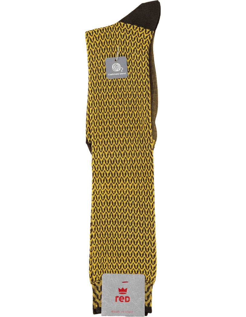 Red Sox Calza Lunga Uomo Jacquard Zig Zag Con Cashmere Espresso, Red – vista principale – Master SKU RSX_64228G_V4928_-_ESPRESSO