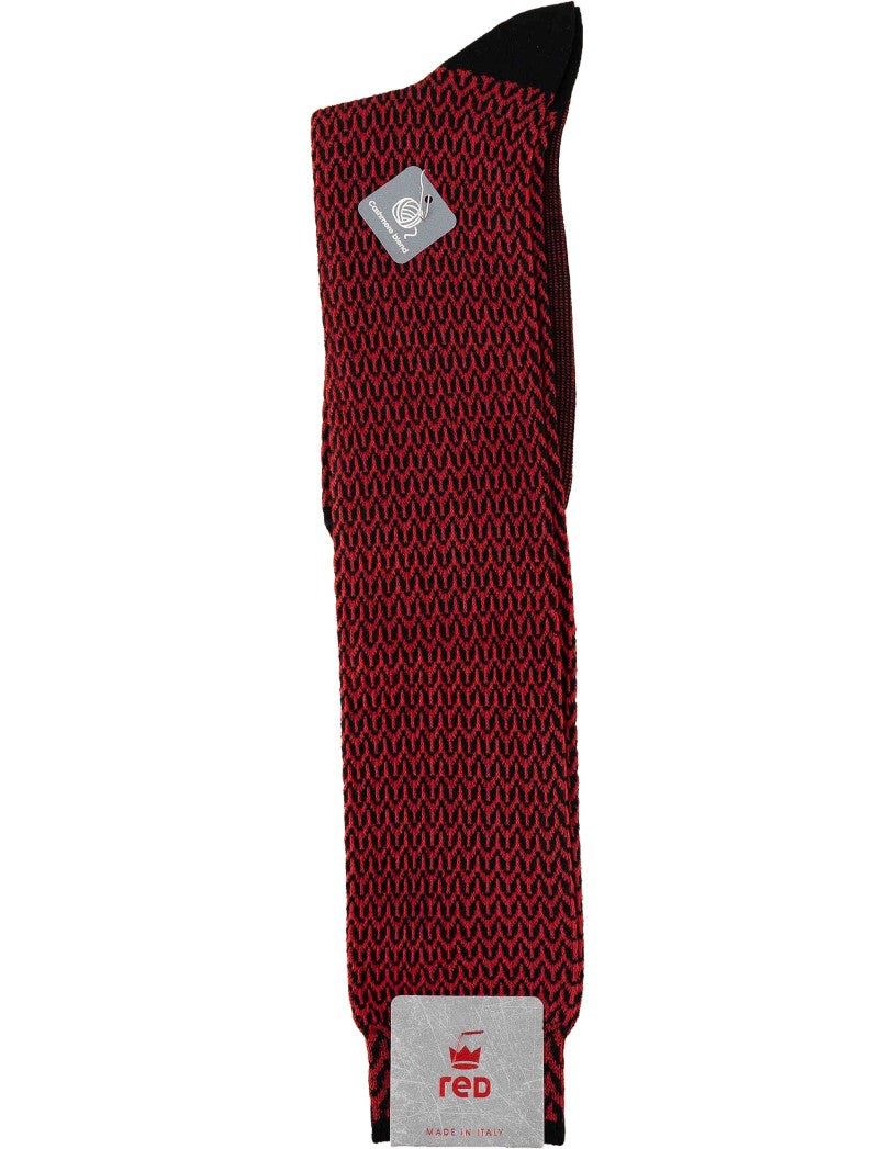 Red Sox Calza Lunga Uomo Jacquard Zig Zag Con Cashmere Nero – vista principale – Master SKU RSX_64228G_V0021_-_NERO
