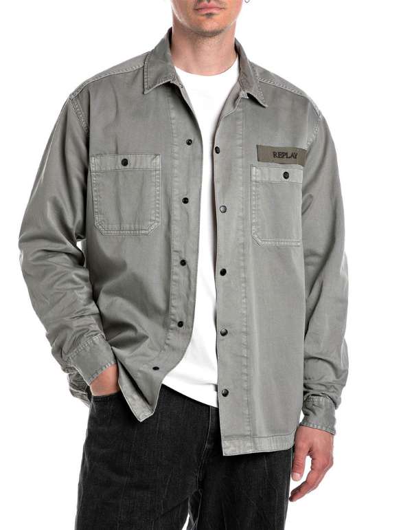 Replay Camicia Relaxed Fit Grey Military – vista principale – Master SKU RPY_M4145 .000.84762G 705