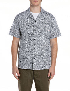 Replay Camicia Uomo Bianca Relaxed Fit Stampa Floreale Cotone – vista principale – Master SKU RPY_M4157_00075102_010
