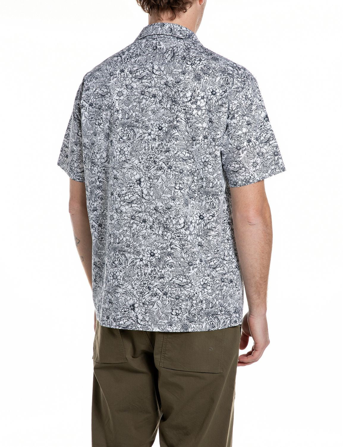 Replay Camicia Uomo Bianca Relaxed Fit Stampa Floreale Cotone – dettaglio prodotto 2 – Master SKU RPY_M4157_00075102_010